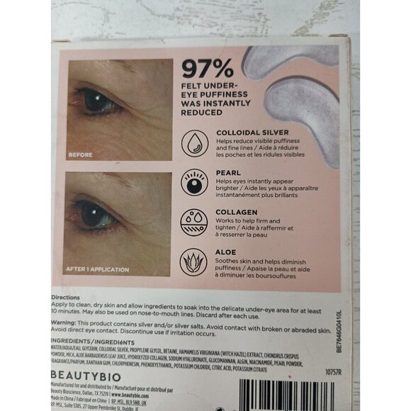 Beautybio Bright Eyes Depuffing and Brightening eye Gels 3 Pairs Box New - Picture 5 of 5